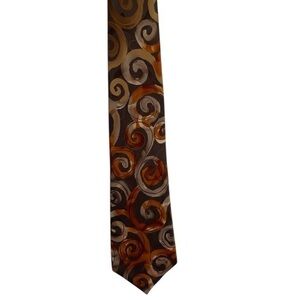 J. Garcia Snail Garden Elegant Swirl Silk Pattern Tie - Brown and Tan